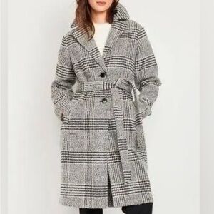 Old Navy Belted Plaid Coat